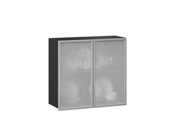 Шкаф на кухню 800, Шервуд, со стеклом ЛД 281.361.000.030, серый/черный в Бузулуке