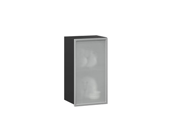 Шкаф кухонный 400 Шервуд, со стеклом левый ЛД 281.321.000.022, серый/черный в Орске