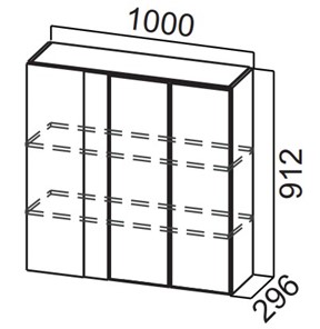 Навесной кухонный шкаф Стайл, Ш1000у/912, МДФ в Орске