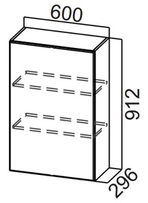Распашной кухонный шкаф Стайл, Ш600/912(1ств), МДФ в Бузулуке - предосмотр
