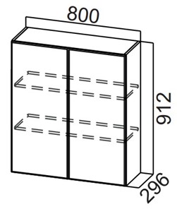 Навесной кухонный шкаф Стайл, Ш800/912, МДФ в Орске