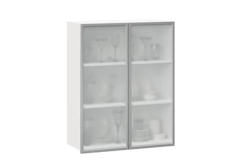 Шкаф кухонный высокий 800, Шервуд, со стеклом ЛД 281.461.000.129, белый/серый в Бузулуке