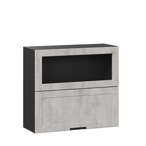 Кухонный навесной шкаф 800 горизонтальный с 2 складными дверями Джамис ЛД 296.980.000.084, Чёрный/Белый камень в Бузулуке