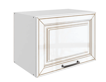Кухонный шкаф Атланта L500 Н360 (1 дв. гл.) эмаль (белый/белый глянец патина золото) в Орске