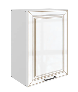 Кухонный навесной шкаф Атланта L500 Н720 (1 дв. гл.) эмаль (белый/белый глянец патина золото) в Орске
