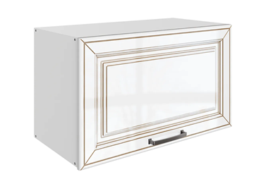Шкаф кухонный Атланта L600 Н360 (1 дв. гл.) эмаль (белый/белый глянец патина золото) в Орске