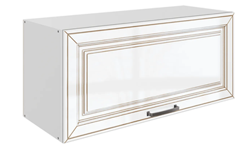 Кухонный шкаф Атланта L800 Н360 (1 дв. гл.) эмаль (белый/белый глянец патина золото) в Орске
