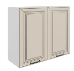Кухонный шкаф Атланта L800 Н720 (2 дв. гл.) эмаль (белый/сливки патина платина) в Бузулуке