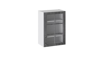 Навесной шкаф Прованс (Белый глянец/Санторини темный) со стеклом В_72-50_1ДРс в Орске