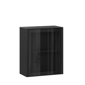 Навесной шкаф со стеклом 600 Индиго ЛД 298.350.000.063, Чёрный/Чёрный в Бузулуке