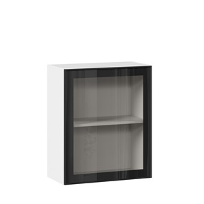 Шкаф настенный со стеклом 600 Индиго ЛД 298.350.000.105, Белый/Чёрный в Бузулуке
