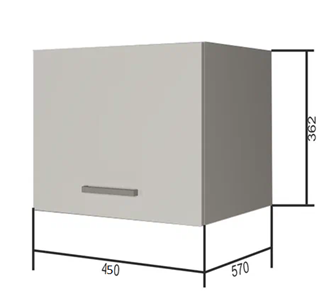 Кухонный навесной шкаф ВГ45Г, Белое гладкое Ламарти/Белый в Орске