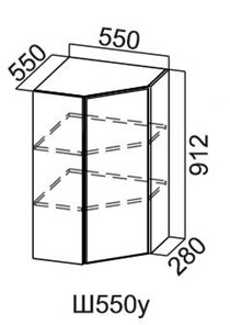 Настенный шкаф угловой, Модус, Ш550у/912, цемент светлый в Орске