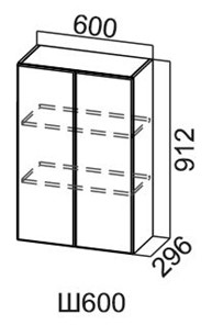Настенный шкаф Модус, Ш600/912, фасад "галифакс табак" в Орске