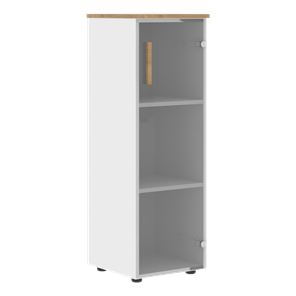 Средний шкаф колонна со стеклянной правой дверью FORTA Белый-Дуб Гамильтон FMC 40.2 (R) (399х404х801) в Орске