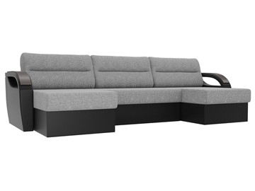 П-образный диван Форсайт, Серый/Черный (рогожка/экокожа) в Бузулуке