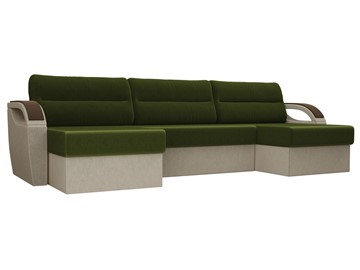 Большой П-образный диван Форсайт, Зеленый/Бежевый (микровельвет) в Бузулуке