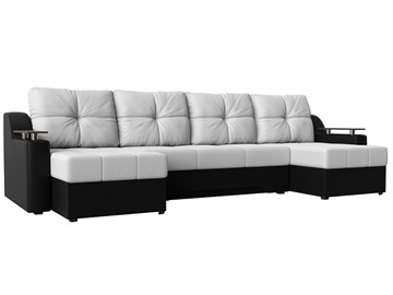 П-образный диван Сенатор, Белый/Черный (Экокожа) боннель в Бузулуке