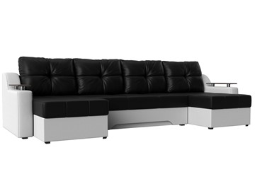 П-образный диван Сенатор, Черный/Белый (Экокожа) боннель в Бузулуке