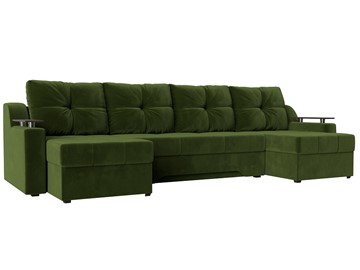 Большой П-образный диван Сенатор, Зеленый (Микровельвет) боннель в Бузулуке