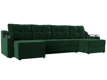 Большой П-образный диван Сенатор, Зеленый (Велюр) боннель в Бузулуке