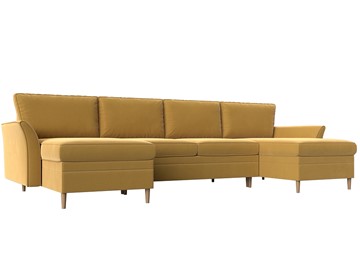 Большой П-образный диван София, Желтый (Микровельвет) в Орске