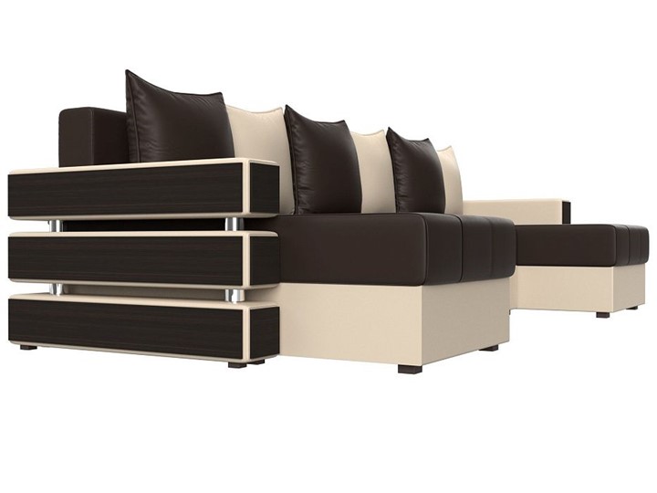 П-образный диван Венеция боннель, Коричневый\Бежевый (Экокожа) в Бузулуке - изображение 3