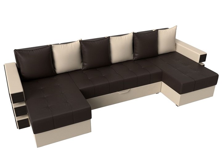 П-образный диван Венеция боннель, Коричневый\Бежевый (Экокожа) в Бузулуке - изображение 5