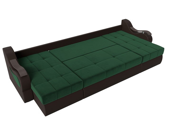 П-образный диван Меркурий П, Зеленый\Коричневый (Велюр\Экокожа) в Бузулуке - изображение 1