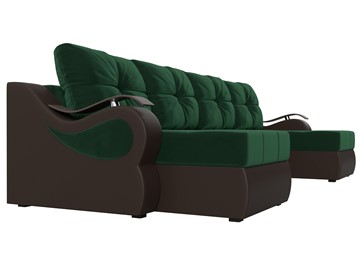 П-образный диван Меркурий П, Зеленый\Коричневый (Велюр\Экокожа) в Бузулуке - предосмотр 3