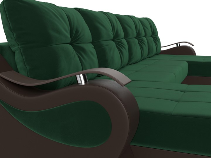 П-образный диван Меркурий П, Зеленый\Коричневый (Велюр\Экокожа) в Бузулуке - изображение 4