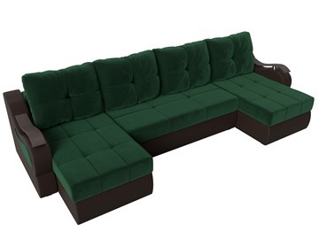 П-образный диван Меркурий П, Зеленый\Коричневый (Велюр\Экокожа) в Бузулуке - предосмотр 5