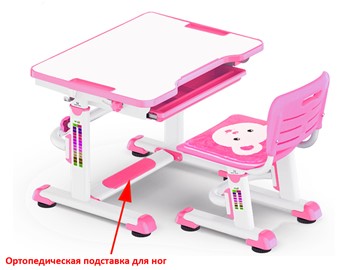 Парта растущая + стул Mealux BD-08 Teddy, pink, розовая в Бузулуке