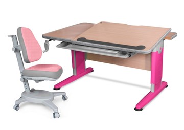 Растущая парта+кресло Mealux Detroit + Onyx BD-320 NT/R-L + Y-110 DPG, клен/розовый в Бузулуке