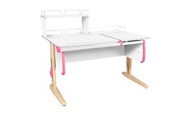 Детский стол-трансформер 1/75-40 (СУТ.25) + Polka_z 1/600 + Polka_zz 1/600 белый/бежевый/розовый в Бузулуке