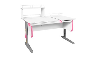 Детский стол-трансформер 1/75-40 (СУТ.25) + Polka_z 1/600 + Polka_zz 1/600 белый/серый/розовый в Орске