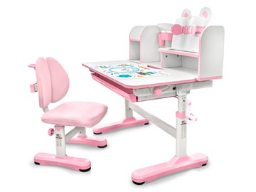 Растущая парта + стул Mealux EVO Panda XL pink BD-29 PN, столешница белая / пластик розовый в Орске
