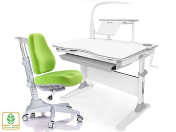 Растущая парта + стул Mealux EVO Evo-30 G (арт. Evo-30 G + Y-528 KZ) (дерево)/(стол+полка+кресло+чехол+лампа)/ белая столешница (дерево), цвет пластика серый в Орске