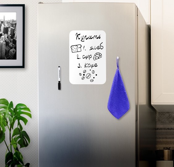 Доска магнитная на холодильник BRAUBERG, 30х21 см с маркером, магнитом и салфеткой в Орске - изображение 2